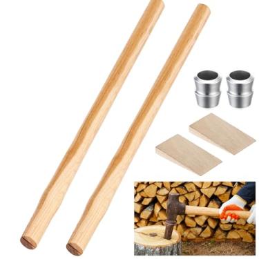 Imagem de Yalikop Kit de substituição de cabos de marreta de nogueira de 96 polegadas, kit de substituição de alças de marreta de nogueira, resistente de 3,5 x 4,6 cm para martelo de 9 a 11 kg com fixações