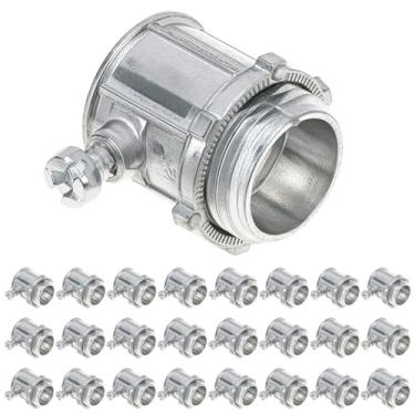Imagem de QWORK Conectores de parafuso de fixação EMT, fundição de zinco de 1/5.1 cm, encaixe de conduíte elétrico de 25 peças, alta tensão e fácil instalação para conduíte EMT