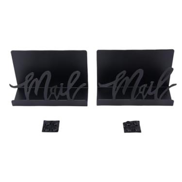 Imagem de Suporte de bancada de correio Organizador de mesa de metal elegante para cartas, envelopes, cartões de visita, documentos, escritório, casa, ferro durável, 15x5,5x9,5cm, 2 pacotes
