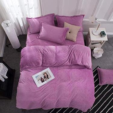 Imagem de Jogo de lençol de flanela de veludo, flanela grossa, dois lados, cor sólida, jogo de cama com capa quente de inverno - Ydl23_Twin Size 3 peças (Ydl7 Queen size 4 peças)