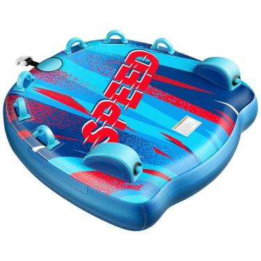 Imagem de Boia Rebocável para 3 Pessoas, Carga Máx 230 kg com Capa de Nylon Resistente e 6 Alças Acolchoadas, Sunrio, Azul