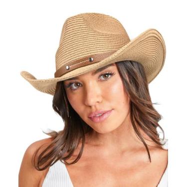 Imagem de Chapéu de sol Straw Cowboy FURTALK para mulheres e homens UPF 80+ cáqu
