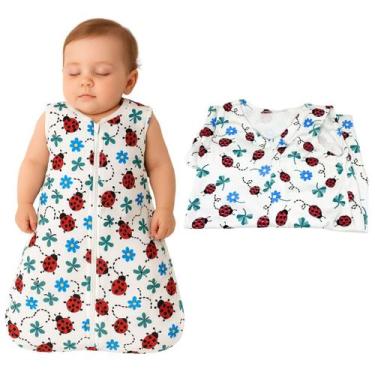 Imagem de Saco dormir Menina Forro Impermeável Joaninha algodão Zíper - Minha Es