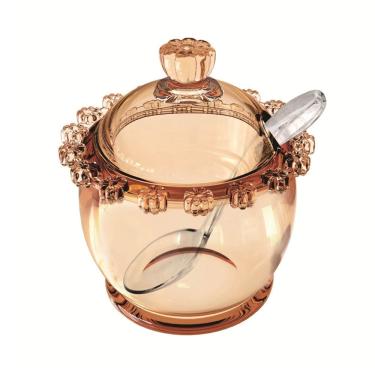 Imagem de Açucareiro de Cristal C/Colher Plástica Daisy Âmbar 11x10,5cm Wolff