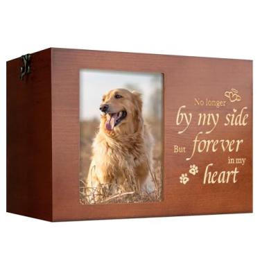 Imagem de RINVEE Urnas de animais de estimação para cães ou gatos cinzas com moldura, caixa de memória de madeira para lembranças com flanela preta como forro, presentes em memória de animais de estimação para