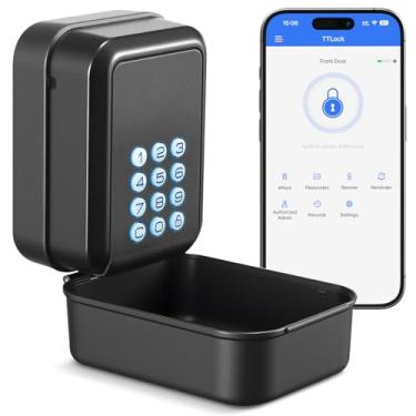 Imagem de Thlevel Smart Key Lock Box eletrônico Bluetooth com controle de aplicativo e tipos de código PIN, compartilhe eKey caixa de bloqueio montada na parede para escritório de corretores de imóveis Airbnb