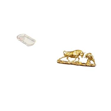 Imagem de Fenteer Bandeja Elegante para Alimentos E Toucador com Estatueta de Touro E Urso, Escultura Animal Chinesa Moderna para Café Da Manhã, Café Da Manhã E Decoraç