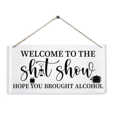 Imagem de Placa Welcome to the Shit Show, placas de acrílico engraçadas, decoração de parede da porta da frente, decoração de parede para casa, decoração de bar de cozinha, placa de acrílico decorativa para
