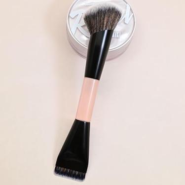 Imagem de Pincel de maquiagem Duo-Head Base, pincel de maquiagem profissional de duas pontas para misturar sobrancelhas e viagens (cristal)