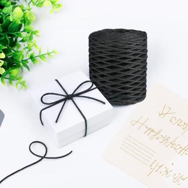 Imagem de Fita de papel de ráfia preta, cordão de ráfia natural de 2 mm para artesanato, embrulho de presente, crochê, embalagem, artes e artesanato DIY, Halloween, lembrancinhas de festa de Natal
