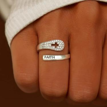 Imagem de Anéis geométricos, anel de dedo simples ajustável irregular cruzado, anéis abertos ajustáveis hip hop punk, com você acessórios modernos melhor para amigos, presente de aniversário e formatura