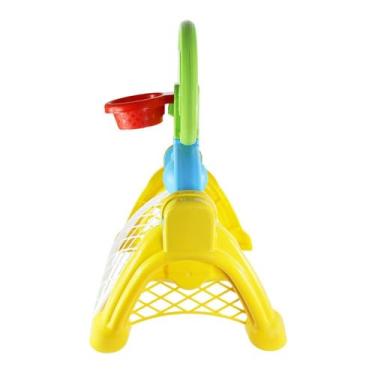 Imagem de Centro Esportivo 2 em 1 Infantil, Gol de Futebol e Cesta de Basquete, Plástico Durável, Altura 72cm, com Bolas, para Crianças a partir de 3 Anos, Uso Interno e Externo