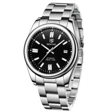 Imagem de Relógio De Pulso Masculino Automático Em Aço Inoxidável Casual à Prova D\' água Preto