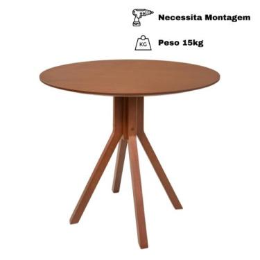 Imagem de Mesa Gourmet Redonda em Madeira Maciça com Tampo Lâminado 90cm - Fassi
