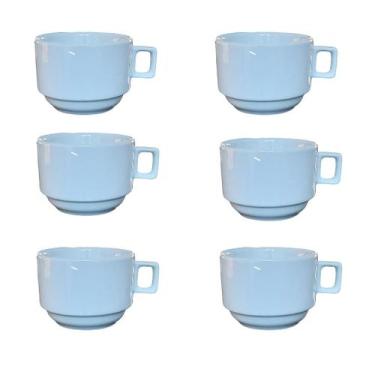 Imagem de Jogo de 6 Xícaras de Café/Chá Empilháveis 200ml - Porcelana Branca - A