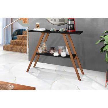 Imagem de Aparador Mônaco Cantinho Café Sala de Estar e Escritório - Pés de Madeira (Preto)