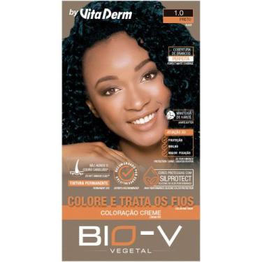Imagem de Coloração Creme Bio-V Vegetal Color Hidrat 1.0 PRETO - Vita Derm