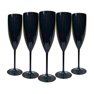 Imagem de Kit 6 Taças de Champanhe Acrílico Solido Preto 160ml - Elegância Estil