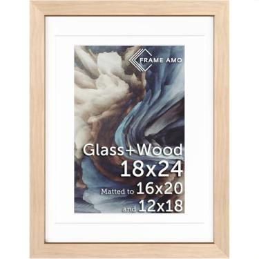 Imagem de Frame Amo Moldura para pôster de madeira maciça 45,7 x 60,8 cm, multitapete branco para imagem de 40,6 x 50,8 cm e 30,5 x 45,7 cm, frontal de vidro temperado, 3,8 cm de largura, 2,5 cm de espessura