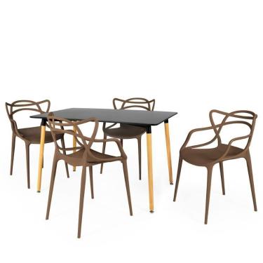 Imagem de Conjunto Mesa De Jantar Retangular Eiffel 4Cadeiras Allegra