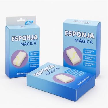 Imagem de Kit 3 Esponjas Mágicas Original Bucha de Melamina Multiuso para Limpeza Poderosa Tira Manchas Gorduras Sujeiras Rabiscos e Mais Limpa Tenis Parede Sapato