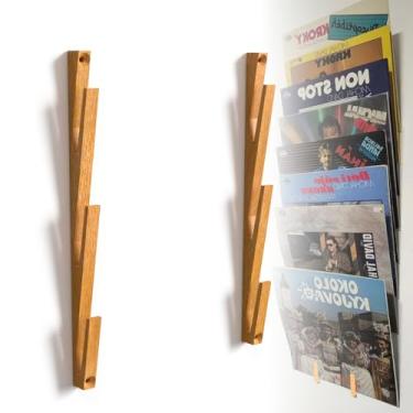 Imagem de JLNJLE Suporte de parede de prateleira de disco de vinil, prateleiras de exibição de álbum de madeira com capacidade para 3-6 discos, capa de LP minimalista para armazenamento de parede para arte de