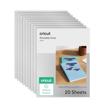 Imagem de Cricut Vinil imprimível - 20 folhas tamanho carta dos EUA (21,6 x 28 cm) - Prata - para uso com impressora jato de tinta - Fácil aplicação - Compatível com Cricut Joy Xtra, Explore & Maker