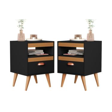Imagem de Kit Duas Mesas Cabeceira Quarto Sal Preto Ypê