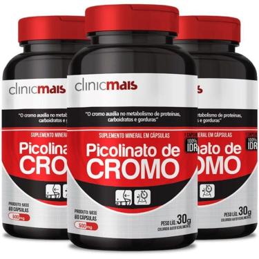 Imagem de Kit 3 Picolinato De Cromo 500Mg Chá Mais 60cáps