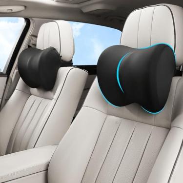 Imagem de Travesseiro de pescoço de carro ajustável para cima e para baixo, pacote com 2, travesseiro de encosto de cabeça de carro para suporte de pescoço, alivia a fadiga ao dirigir, forma de memória macia e