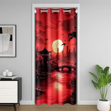 Imagem de jejeloiu Cortina de porta estilo japonês para porta privacidade flores de cerejeira capa de armário para quarto sala de estar anime cortina divisória de quarto 86.4 cm x 203.2 cm japonês Ukiyoe