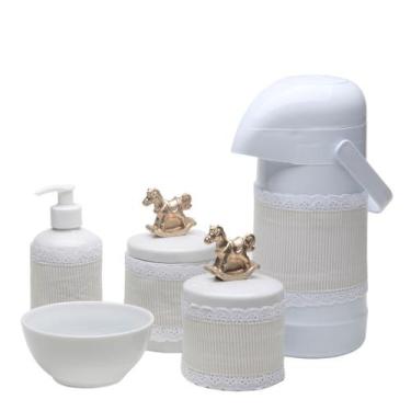 Imagem de Potes Garrafa Molhadeira Porta Álcool Capa Cavalinho Dourado - Potinho