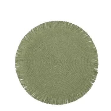 Imagem de Americano Redondo 38cm Sousplat Kit 2,4,6 Peças - Suplat de Mesa com Borda Desfiada Decorativo Elegante(VERDE MUSGO,2)