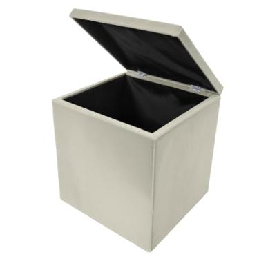 Imagem de Puff Baú Dobrável com Tampa 33x33x40cm – Caixa Organizadora Multiuso Colorida(Bege)