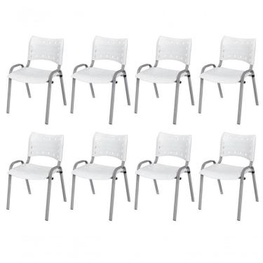 Imagem de Cadeira Iso Base Cinza , Escritório Branco Kit 8 Un
