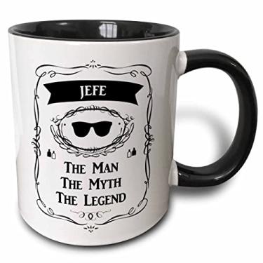 Imagem de 3dRose Caneca Jefe-The Man The Myth The Legend Dad Father Boss Chief em espanhol, 325 ml, preta