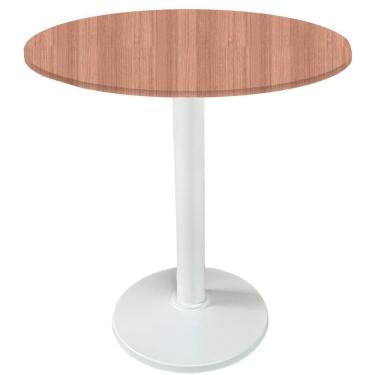 Imagem de Mesa Zeta Ferro Branco 75 Cm (alt) Disco Redondo Tampo Mdp Redondo 80 Cm Larg X 2,5 Cm (alt) Noce Nat