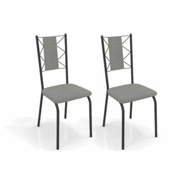 Imagem de Kit 2 Cadeiras Sala Jantar Lisboa 2c076prf Aço 2 Un Preto-boucle Cinza - Kappesberg
