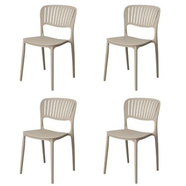 Imagem de Kit 4 Cadeiras Empilhável Inmetro Havana Fratini Polipropileno Fendi Suporta 182kg