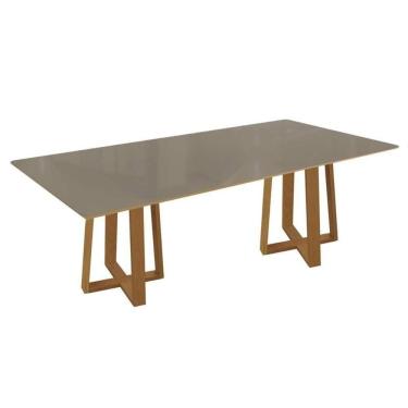 Imagem de Mesa De Sala Jantar Elma Madeira Maciça C- Tampo Madeirado C- Vidro 200x100cm Carvalho-freijo Bronze - Kappesberg