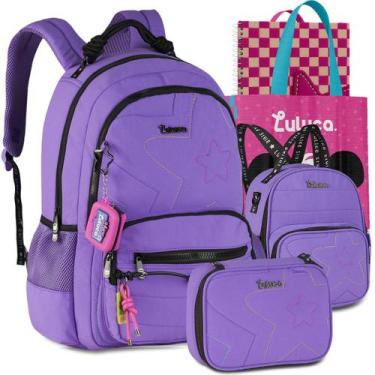 Imagem de Kit Escolar Mochila Lancheira Estojo Luluca Juvenil Meninas Lançamento