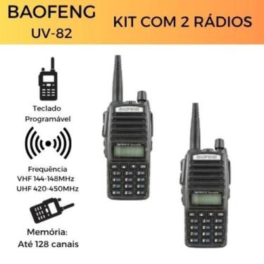 Imagem de KIT 2 Rádio Baofeng UV-82 Dual Band 2 Frequências + Carregador Base - 