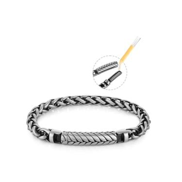 Imagem de HZMAN Pulseira masculina de elos de 8,5 polegadas de largura de aço inoxidável, fragrância/óleo essencial, relaxante, alívio de estresse, corrente de corrente/caixa quadrada, 8.5In, Sem Pedra Preciosa