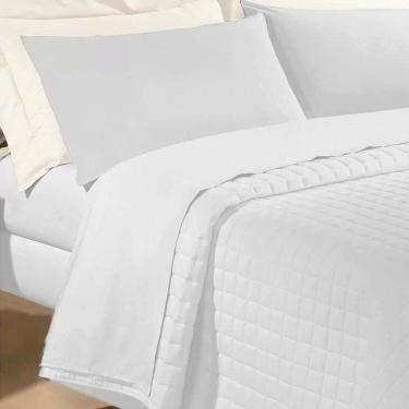 Imagem de Jogo Cama Casal 180 Fios 100% Algodão Premier Andreza Branco