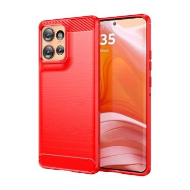 Imagem de Capa Para Motorola Edge 50 5G (Tela 6.7) Carbon Fiber Leve Fina Maleável (Vermelho)