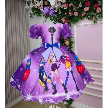 Imagem de Vestido Infantil Guerreiras do K-Pop Temático Luxo para Festa - Fabulo
