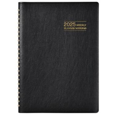 Imagem de MaaIbok Agenda 2025 - Planner A5 (20,5 cm x 16,4 cm) com 3 camadas, capa de couro sintético, intervalos de 60 minutos, abas mensais e bolso traseiro