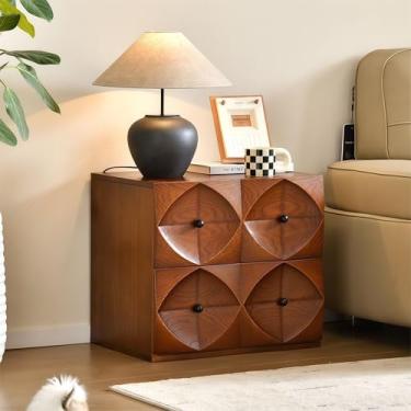 Imagem de mwpqbd Coleção moderna de armário de armazenamento geométrico, nogueira e madeira maciça preta, painéis frontais com padrão de diamante, design modular para sala de estar, quarto, suporte no chão (cor