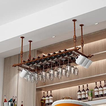 Imagem de APUM Rack de vinho, prateleira flutuante para bar de teto, suporte de vidro para bar, suporte de garrafa de taça de cabeça para baixo, prateleira de decoração para bares e restaurantes