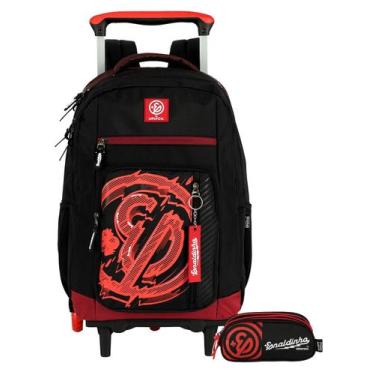 Imagem de Kit Enaldinho Mochila 2em1 Rodas + Estojo Triplo Resistente - Luxcel, 
